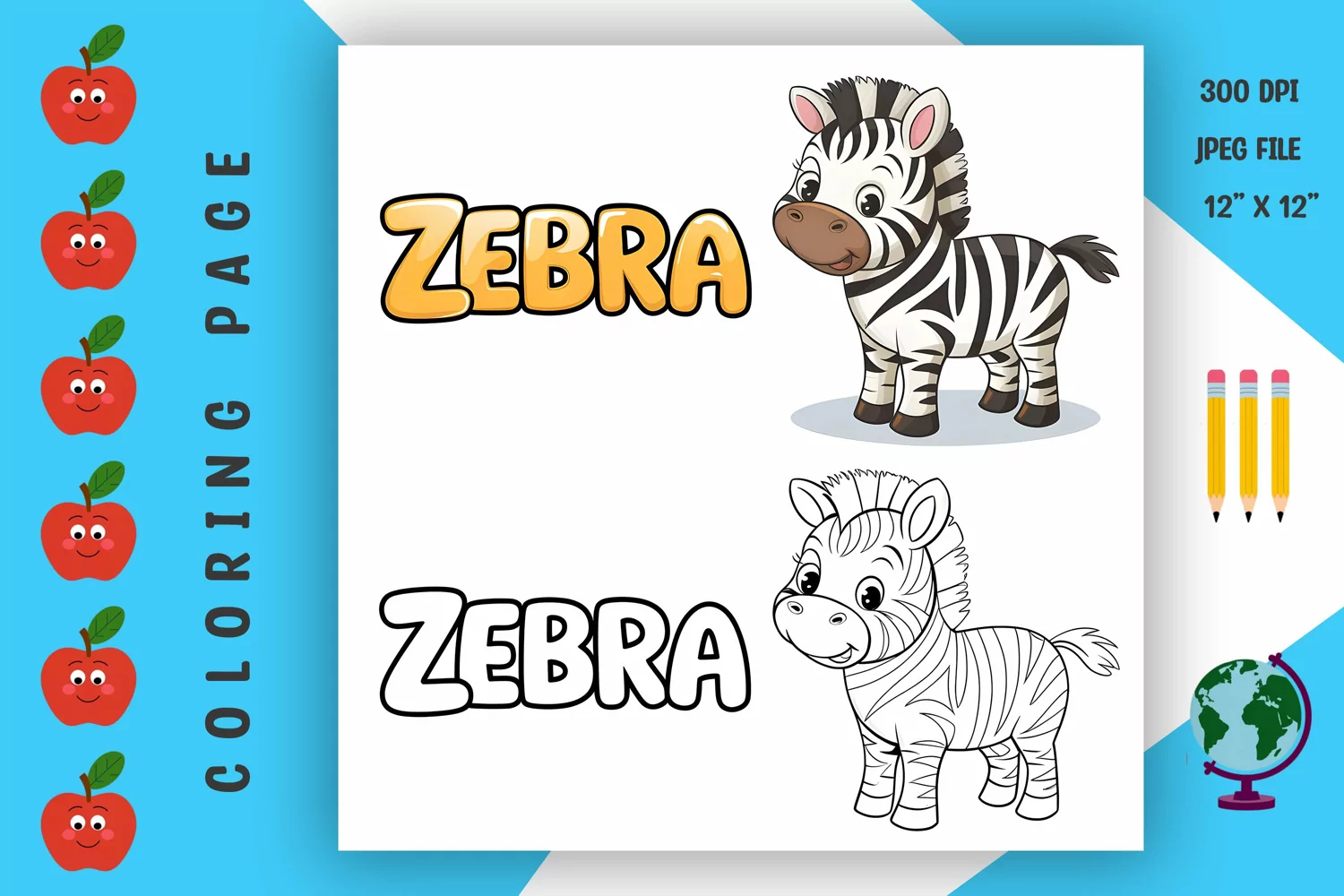Zebra Coloring Page - Printable Animal Coloring Book product image 1