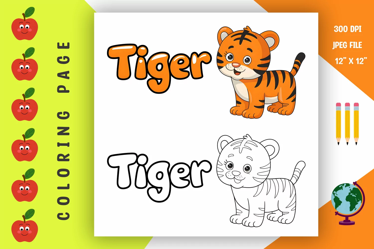 Tiger Coloring Page - Printable Animal Coloring Book product image 1