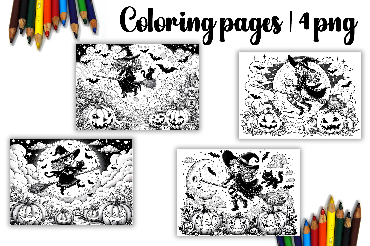 Cute halloween Design |witch halloween Coloring pages product image 1