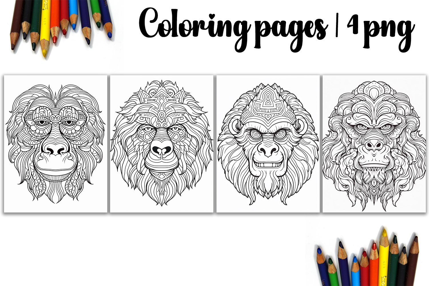Cute animals Design |monkey Coloring pages product image 1
