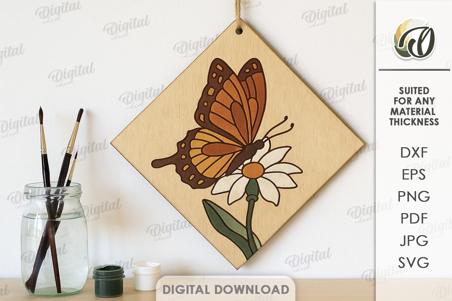 Boho Coloring Wall Sign Laser Cut. Butterfly SVG product image 1