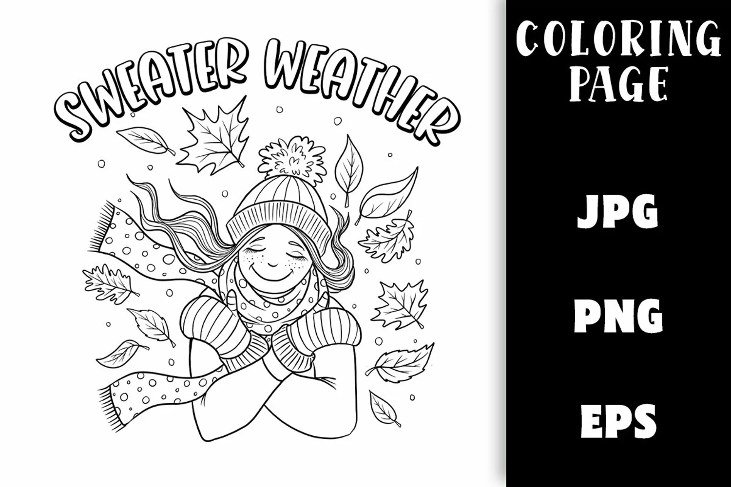 Coloring Page Autumn - Girl Sweater Weather product image 1