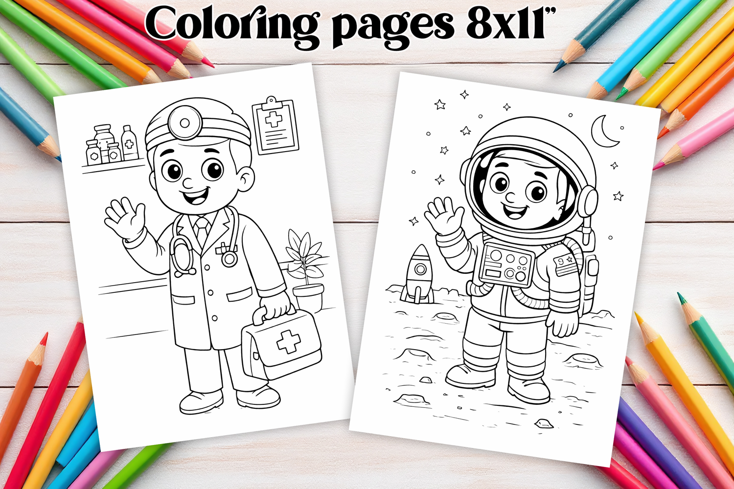 Professions coloring page PNG | Coloring book for kids PNG product image 1