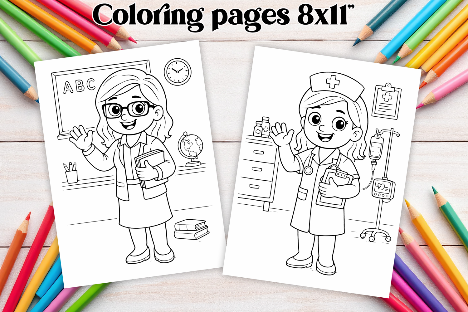 Professions coloring page PNG | Coloring book for kids PNG product image 1