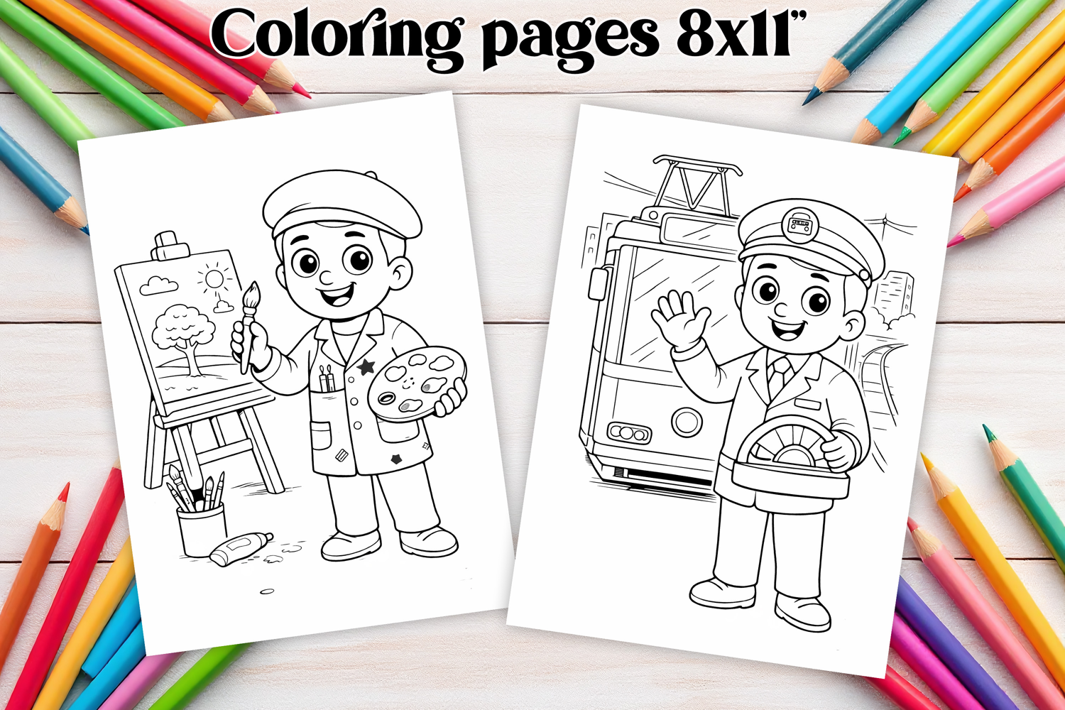 Professions coloring page PNG | Coloring book for kids PNG product image 1