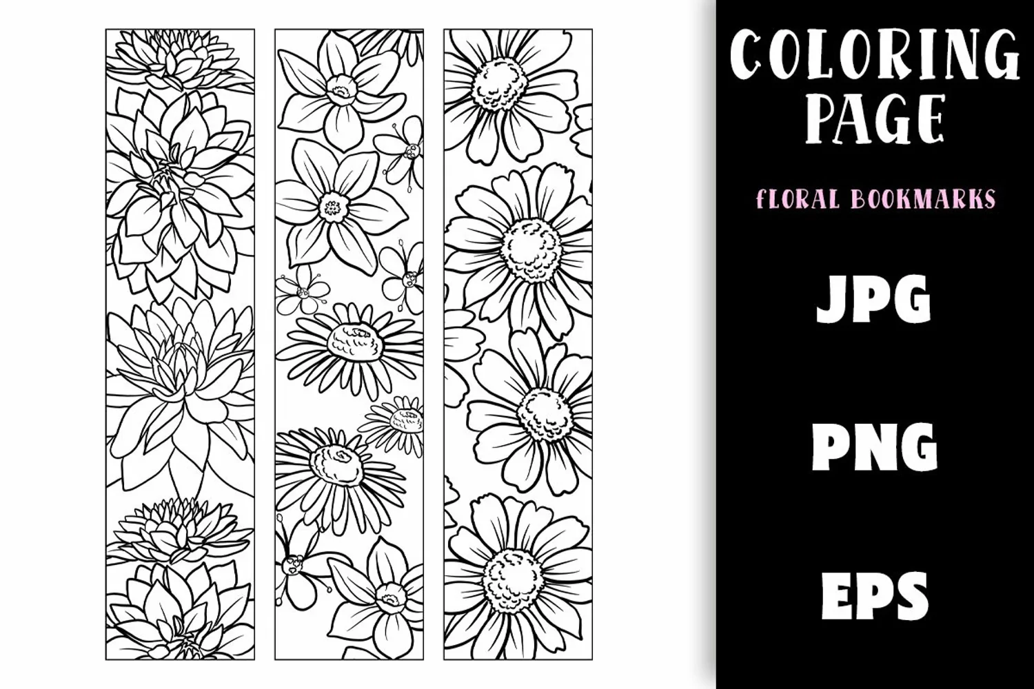 Floral Bookmark Coloring Page product image 1