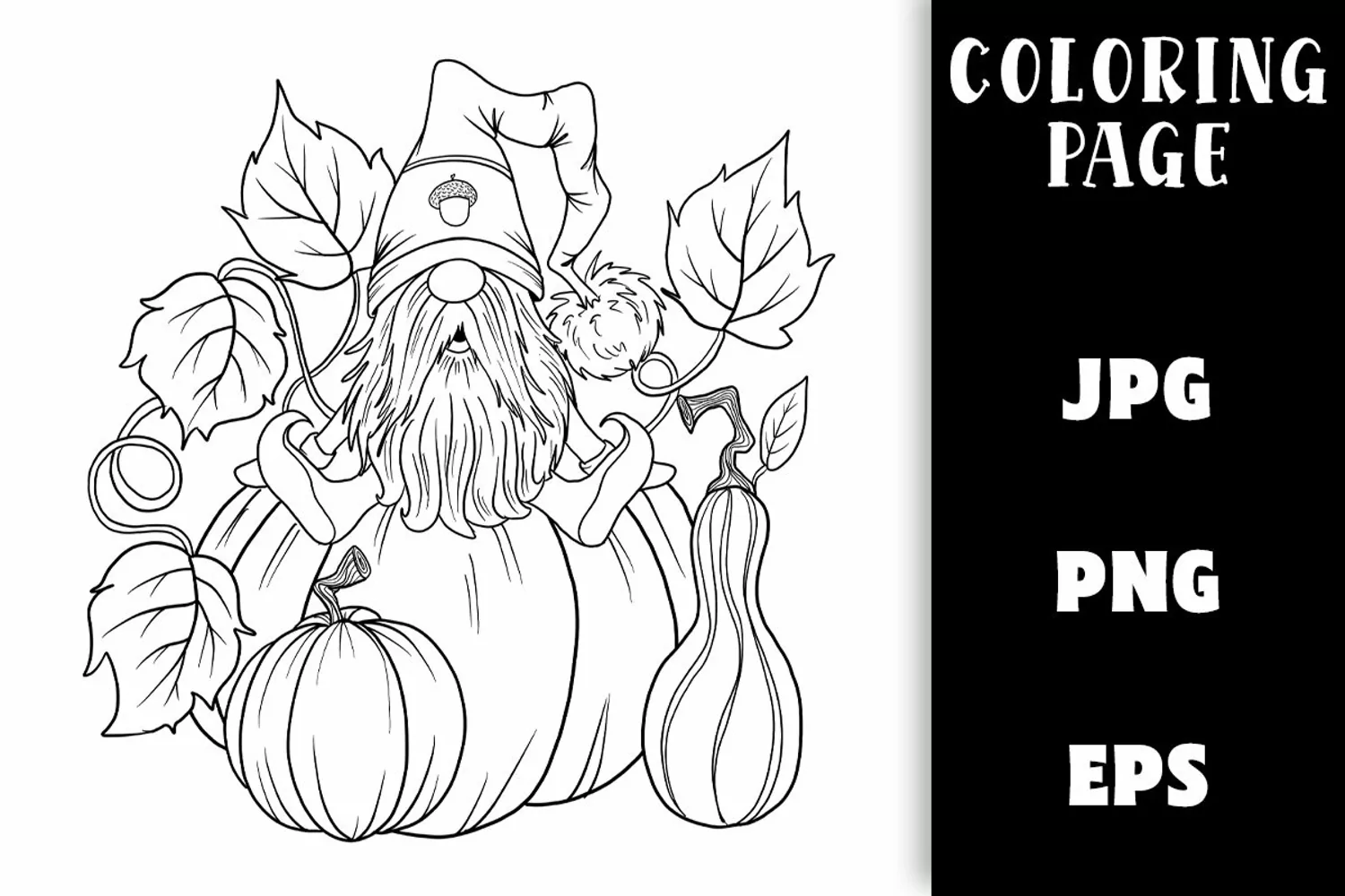 Autumn Coloring - Harvest Gnome with Pumpkins & Squash product image 1