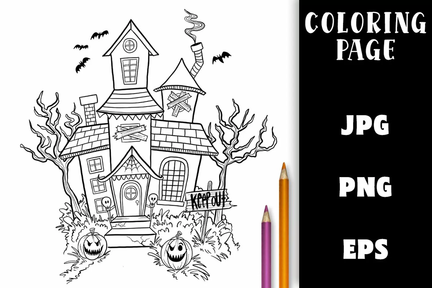 Coloring Page - Haunted House for Halloween product image 1