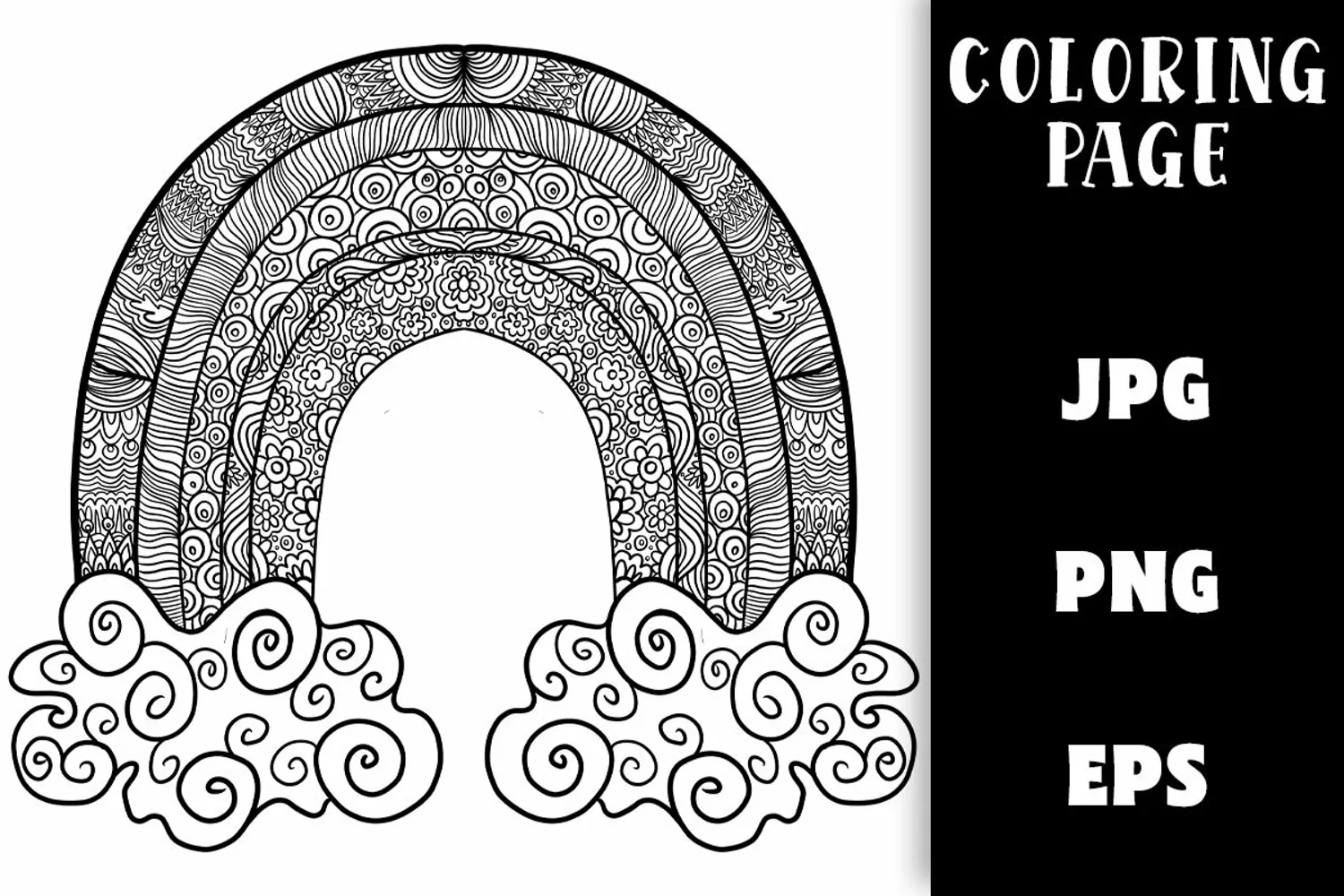 Rainbow Coloring Page with Clouds product image 1