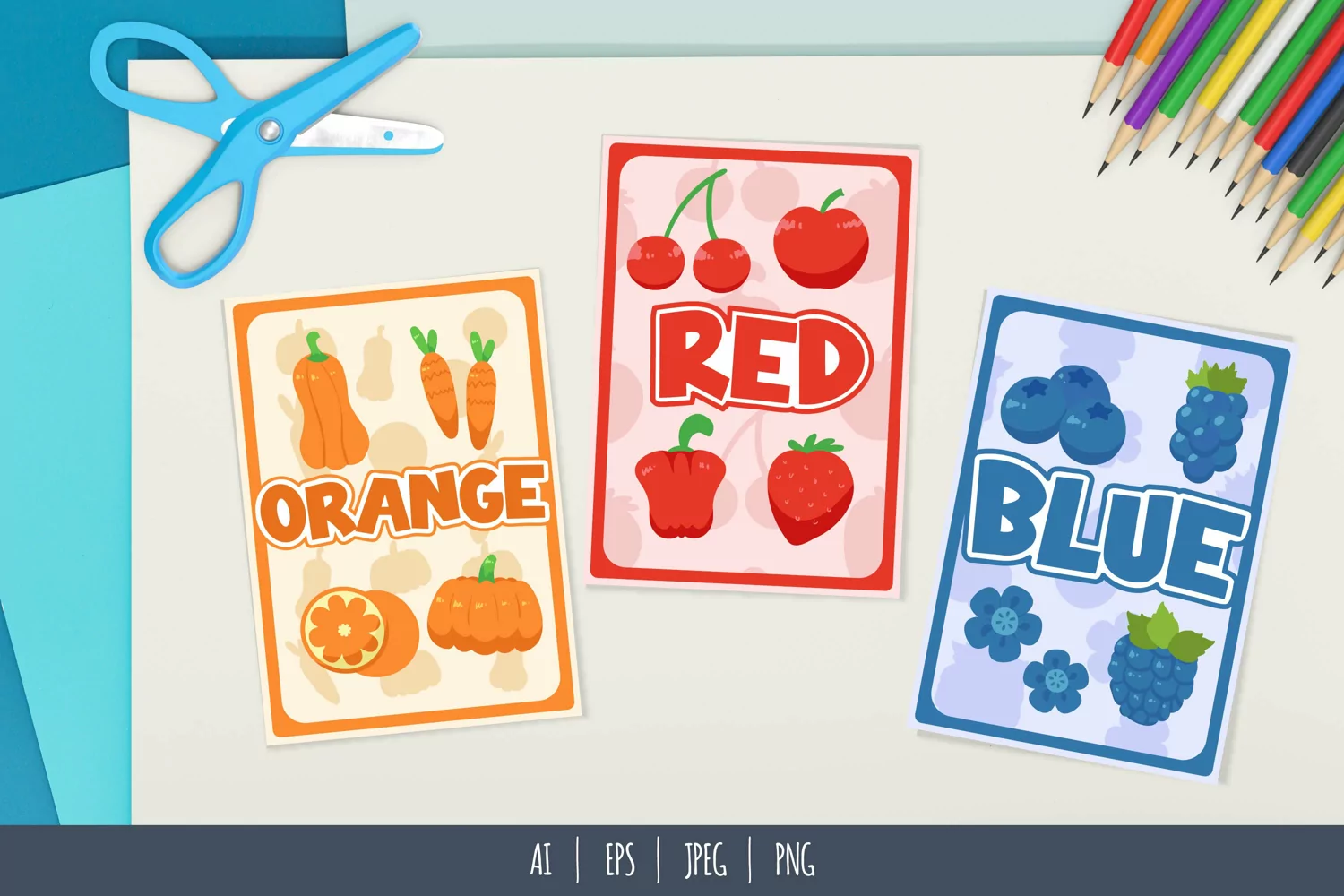 Sight Words, Fruit & Vegetables in Different Colors, Set product image 1