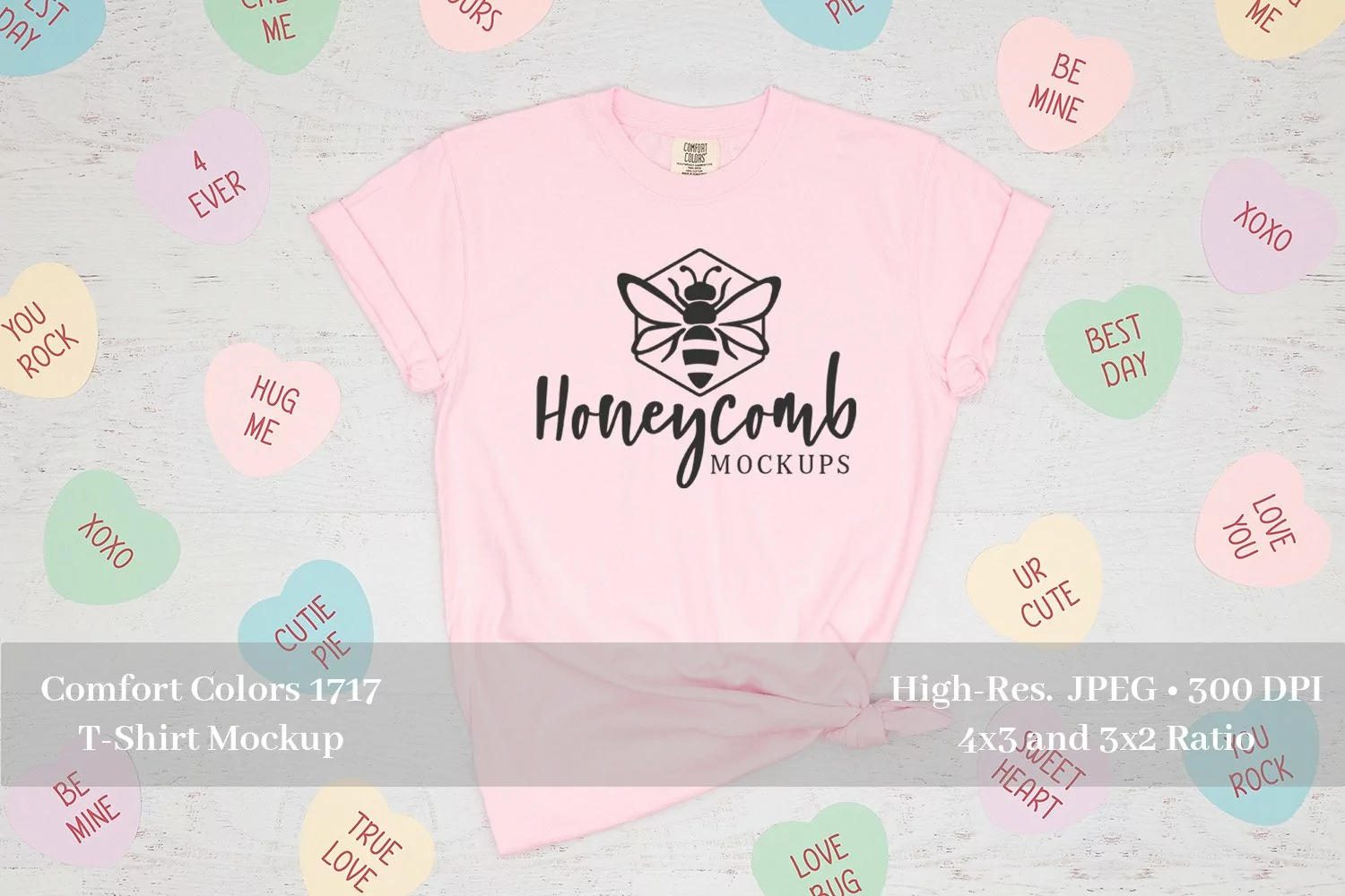 Valentines Shirt Mockup, Comfort Colors 1717 Blossom Mockup product image 1