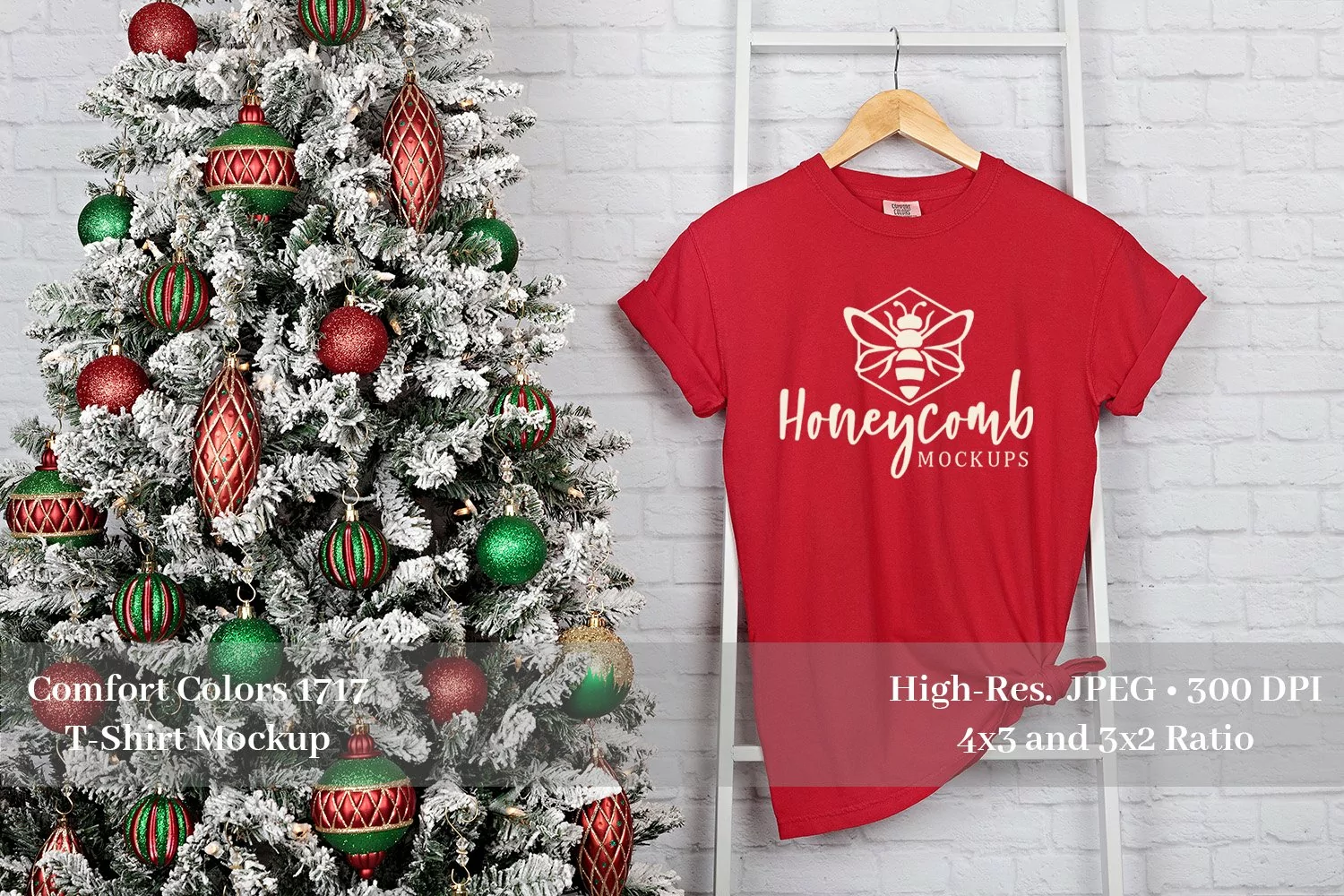 Comfort Colors 1717 Red Mockup, Christmas T-Shirt Mockup product image 1