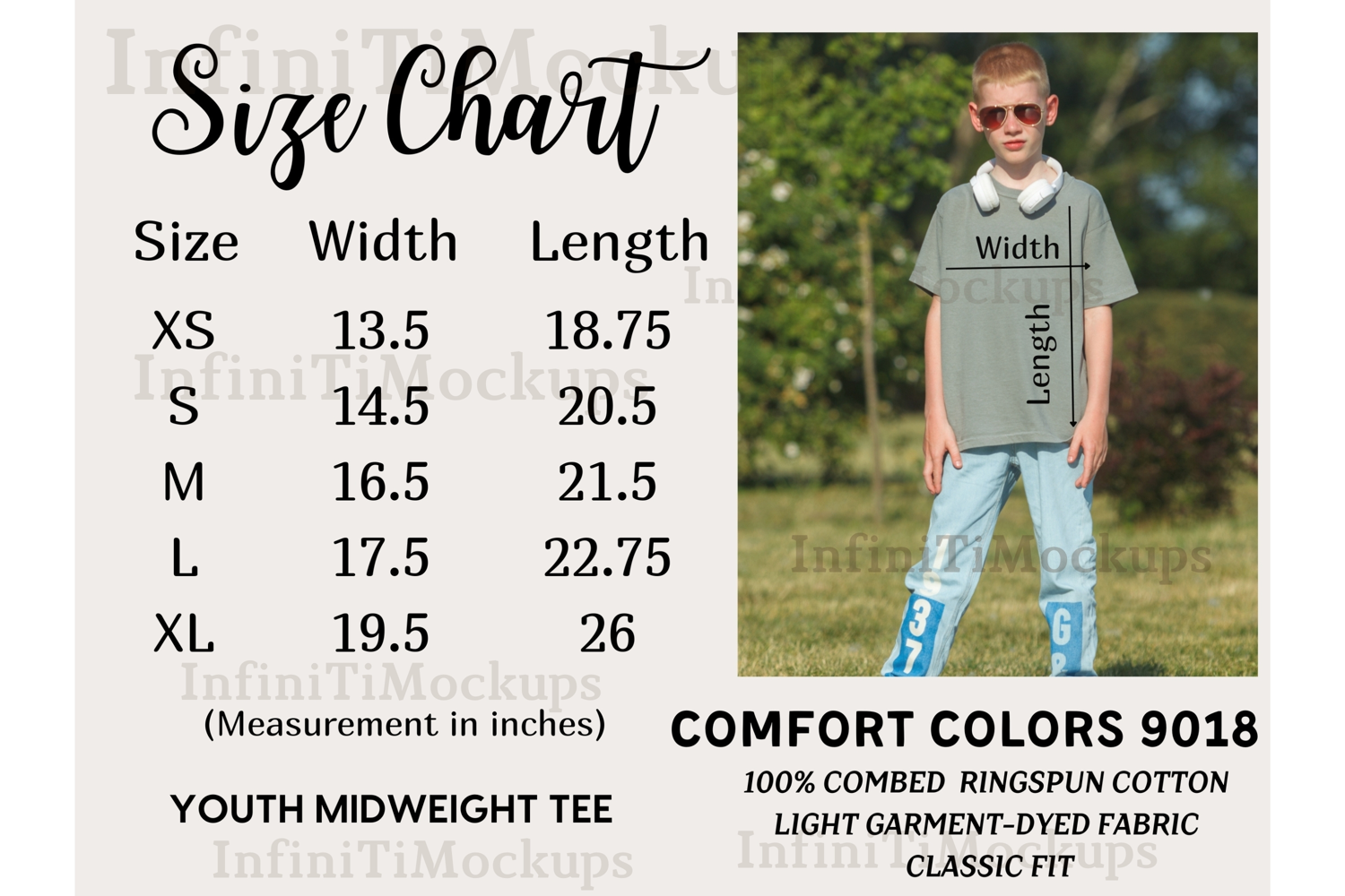 Comfort Colors 9018 Youth Kids tshirt Size Chart product image 1