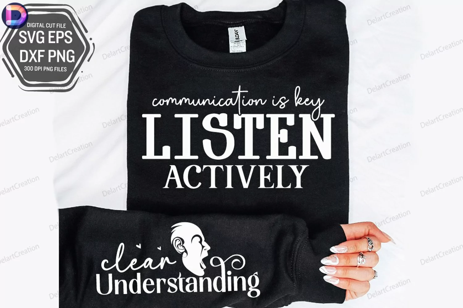 Communication is Key Listen Actively Sleeve SVG product image 1