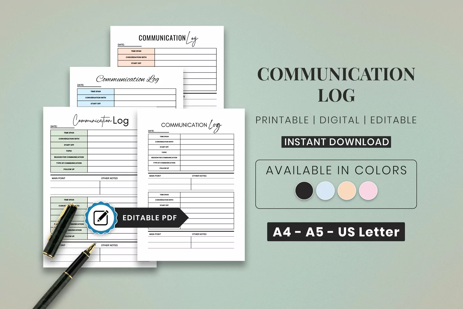 Communication Log | Call Tracker | Daily Call Log product image 1