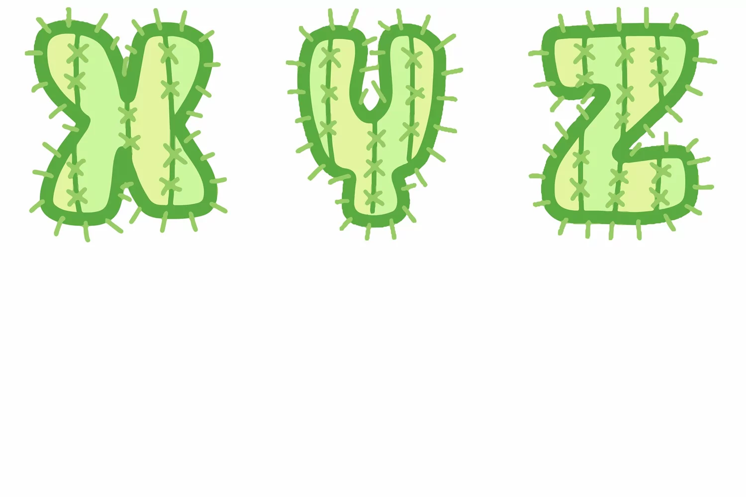 Cactus Alphabet Numbers Letters SVG PNG Cartoon Style product image 1