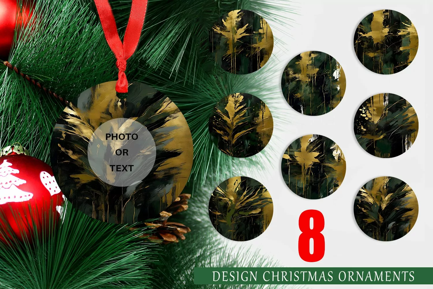 Christmas Ornaments Contemporary Art Dark Moss product image 1
