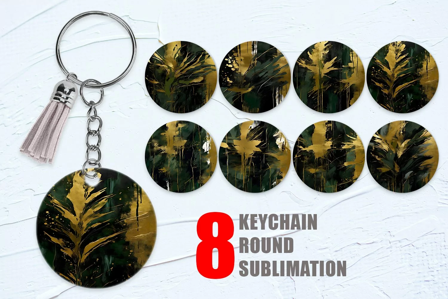 Contemporary Art Dark Moss Keychain | Keyring product image 1