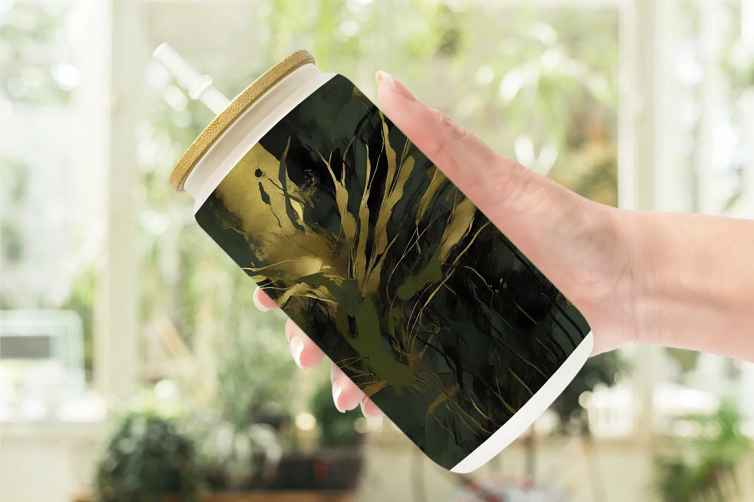 Contemporary Art Dark Moss Glass Can Wraps product image 1