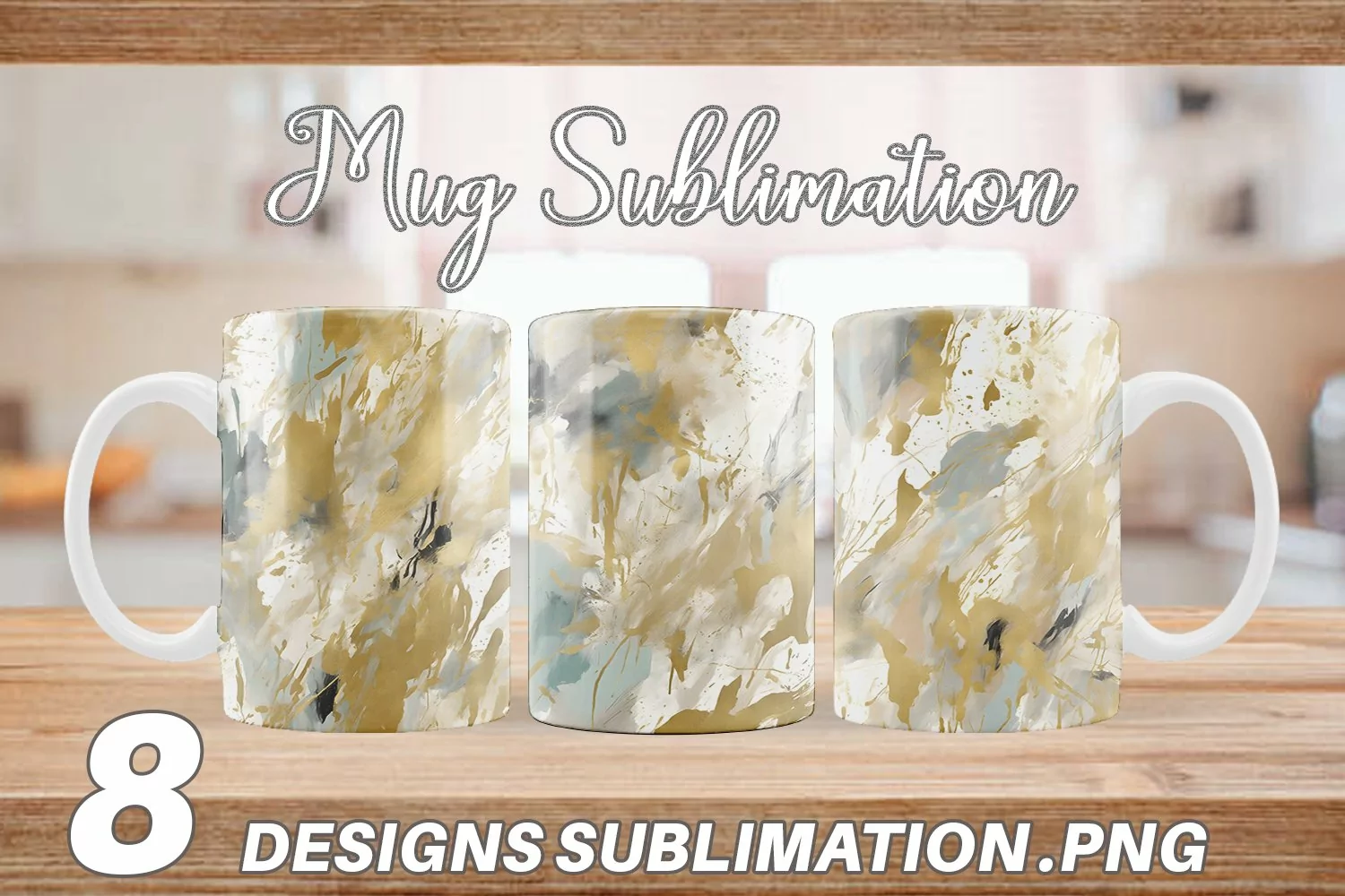 Contemporary Art and Gold | Mug sublimation design product image 1