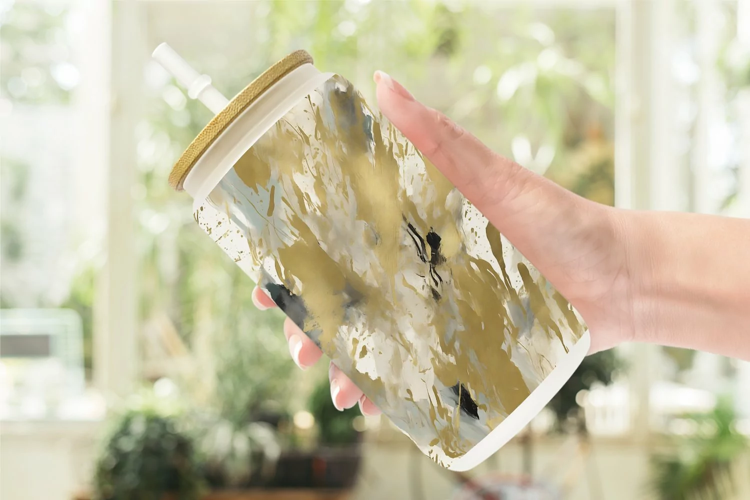 Contemporary Art and Gold Glass Can Wraps product image 1
