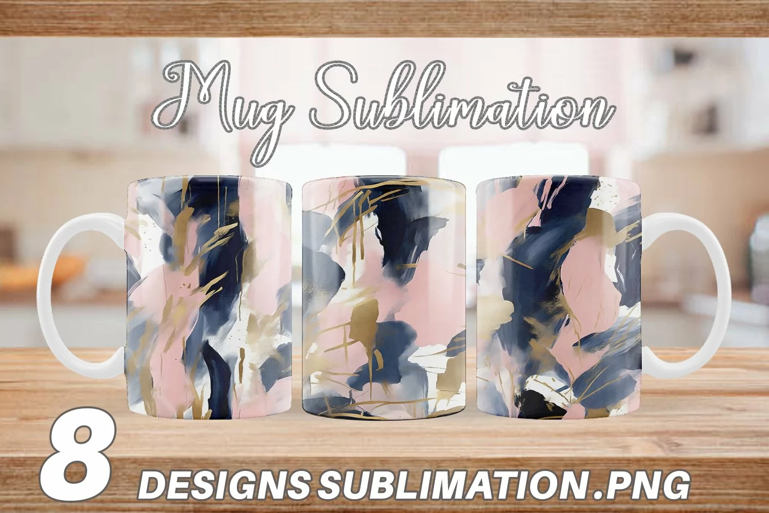 Contemporary Pink and Blue | Mug sublimation design product image 1