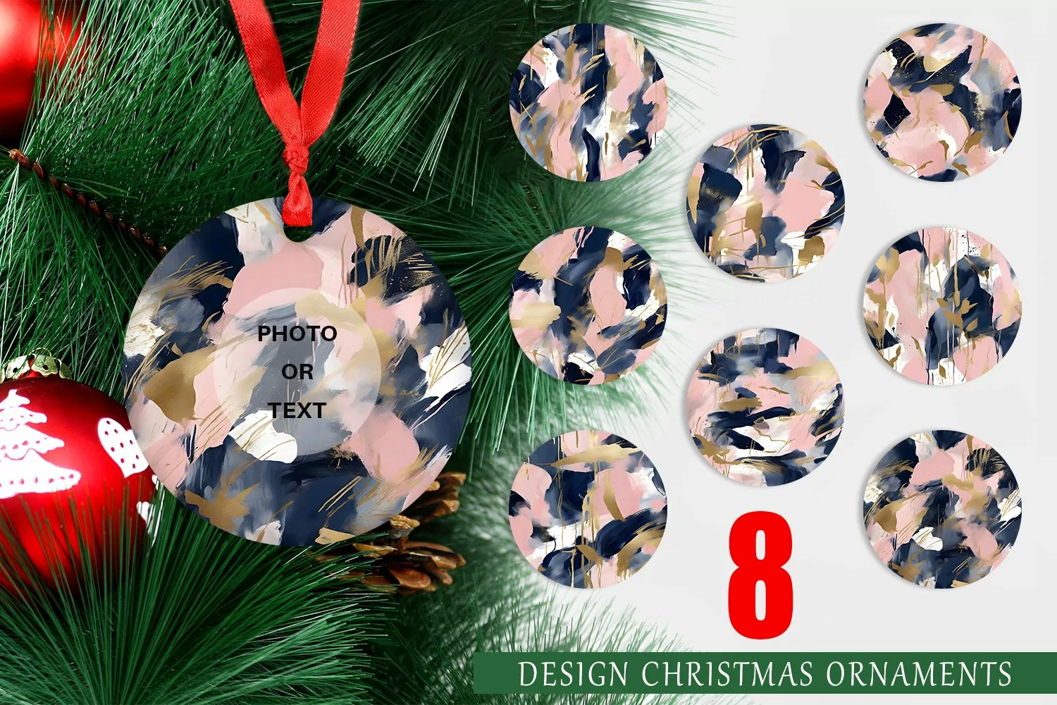 Christmas Ornaments Contemporary Pink and Blue product image 1