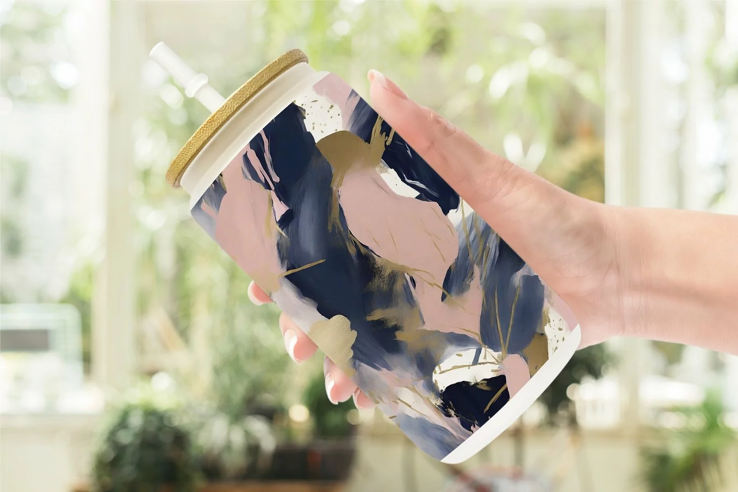 Contemporary Pink and Blue Glass Can Wraps product image 1