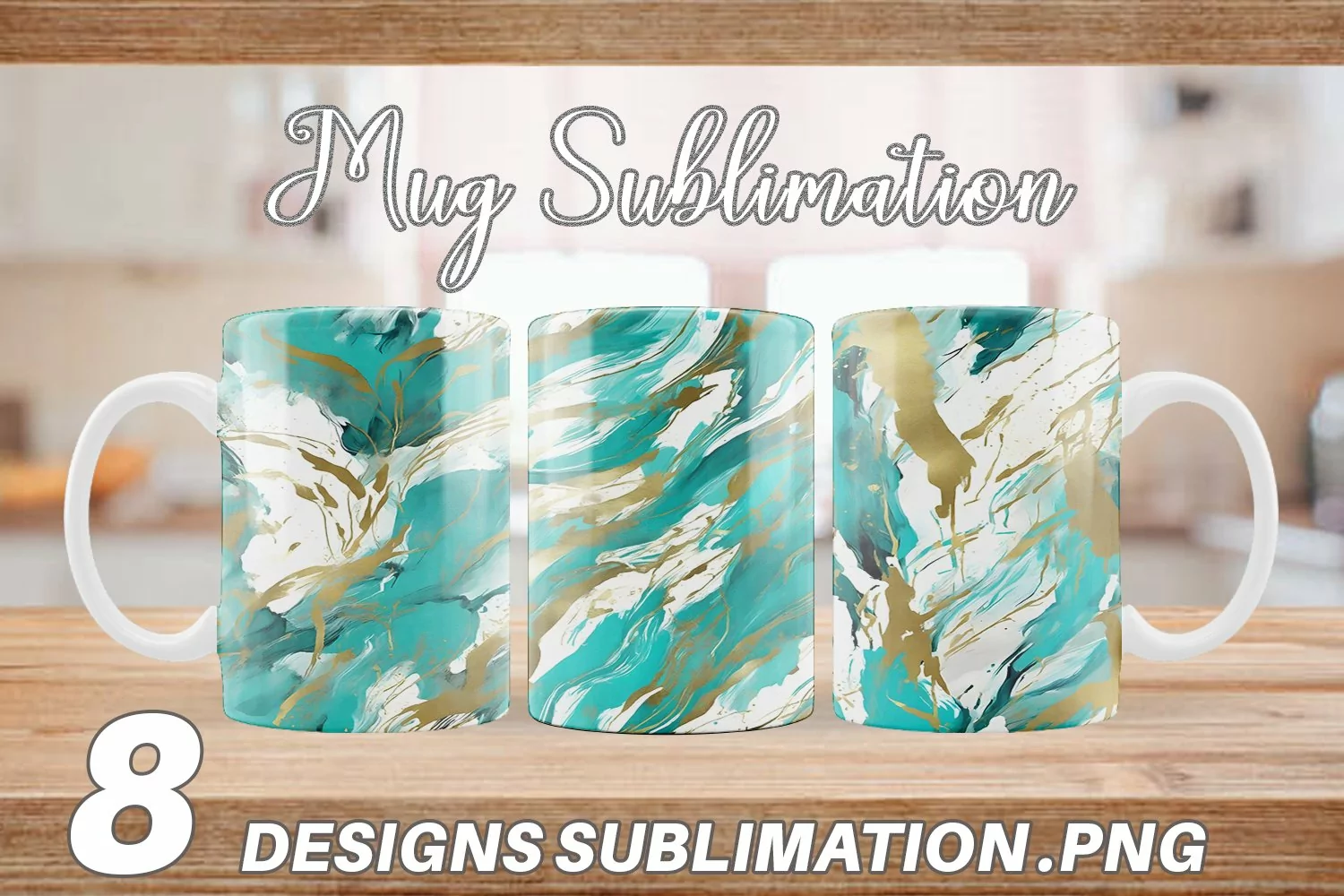 Contemporary Art Turquoise | Mug sublimation design product image 1