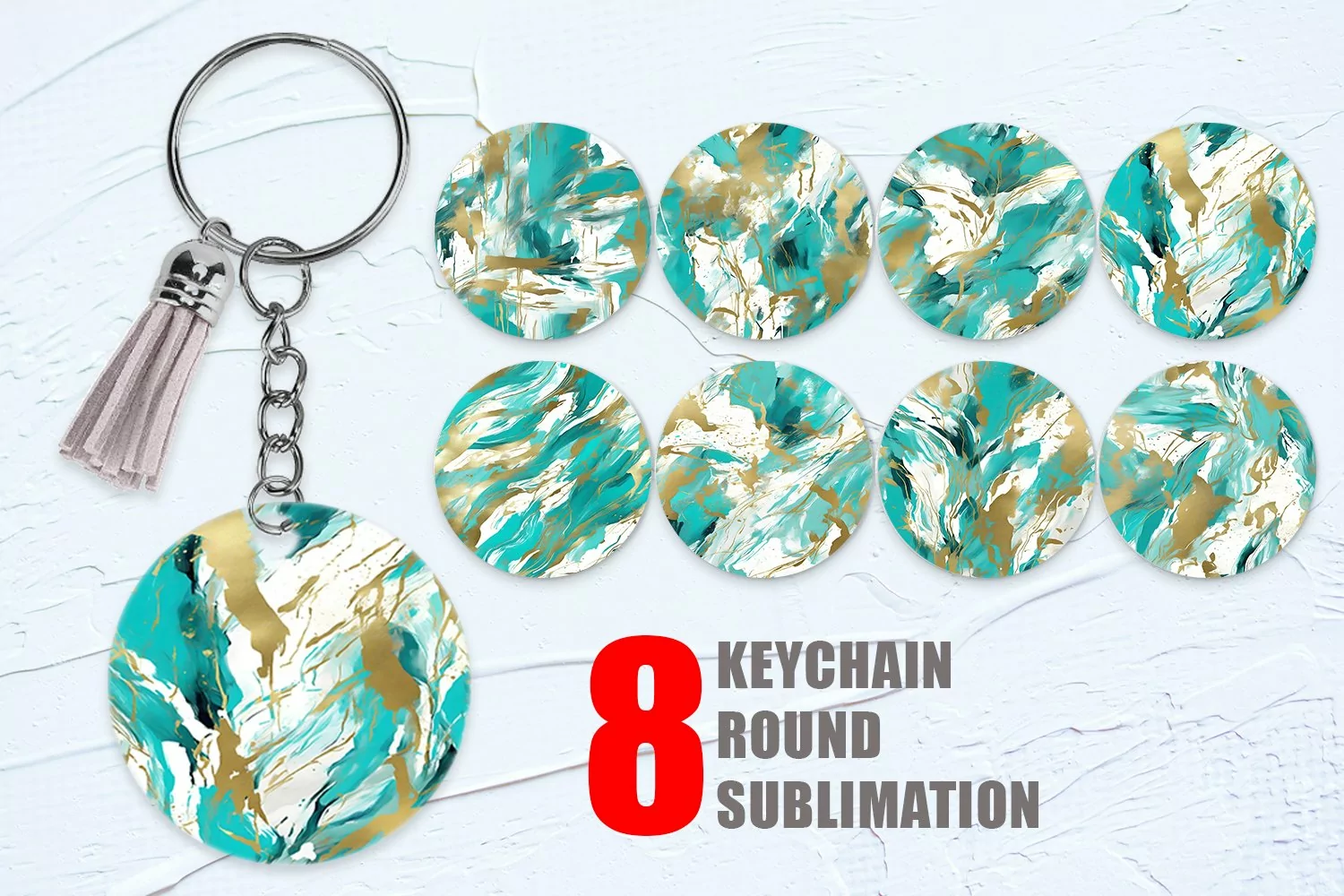 Contemporary Art Turquoise Keychain | Keyring product image 1