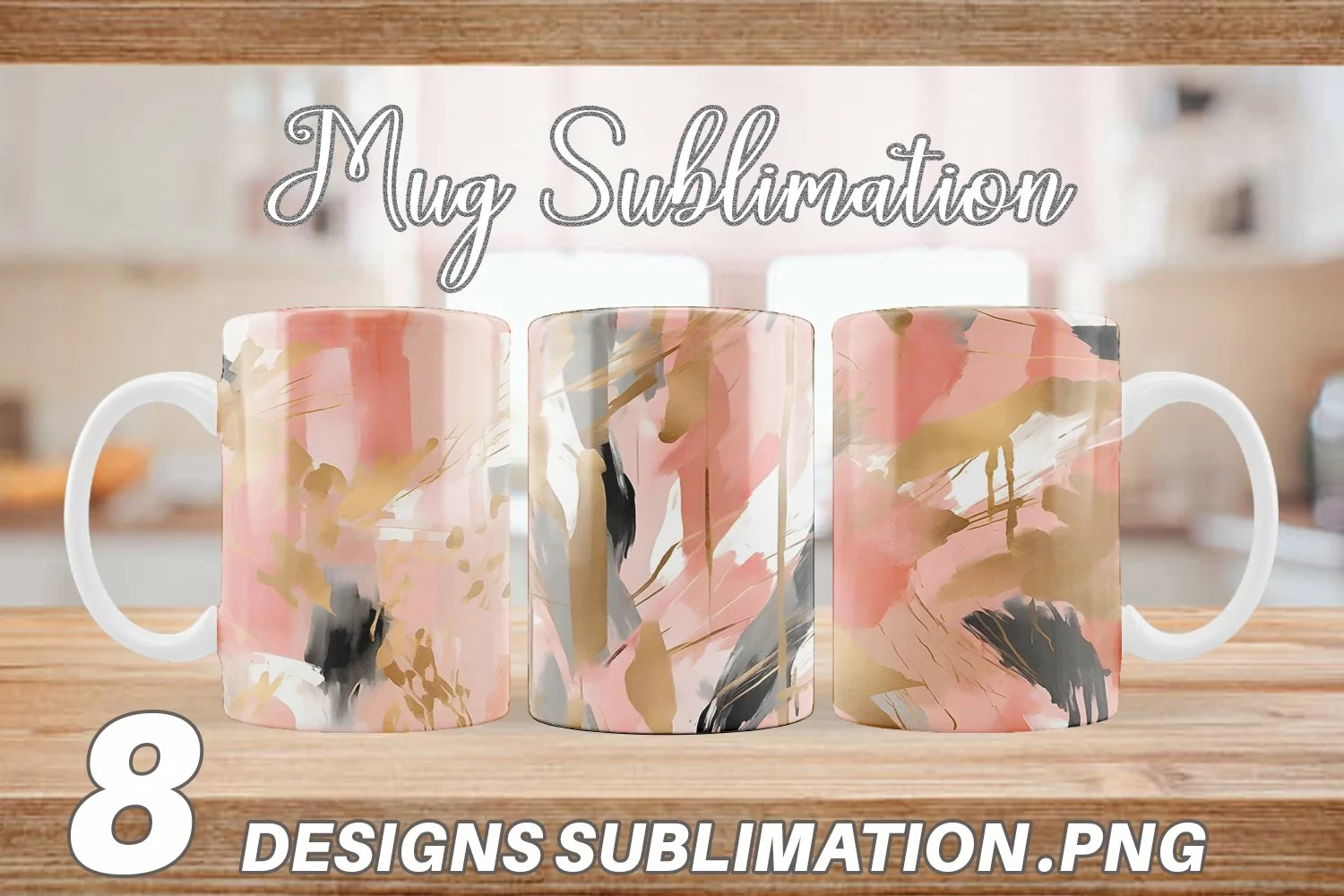 Contemporary Art Pink | Mug sublimation design product image 1