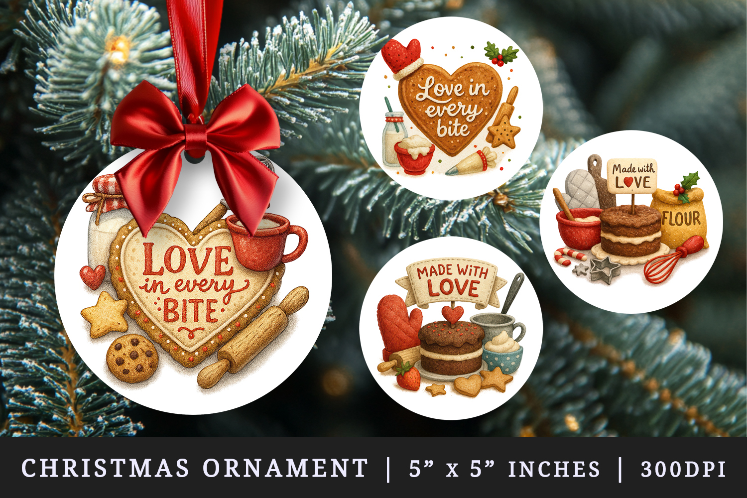 Cooking and Baking round ornaments sublimation design product image 1