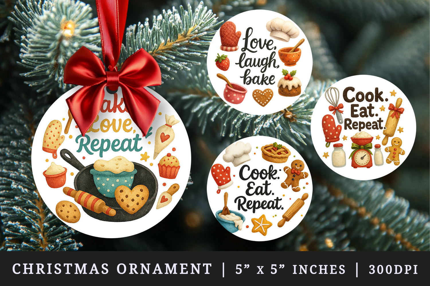 Cooking and Baking round ornaments sublimation design product image 1