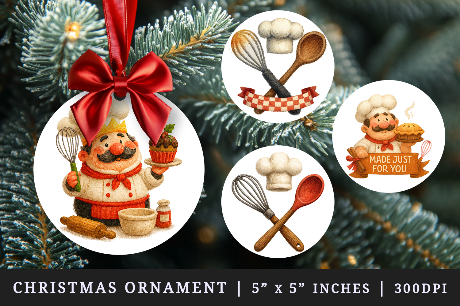 Cooking and Baking round ornaments sublimation design product image 1