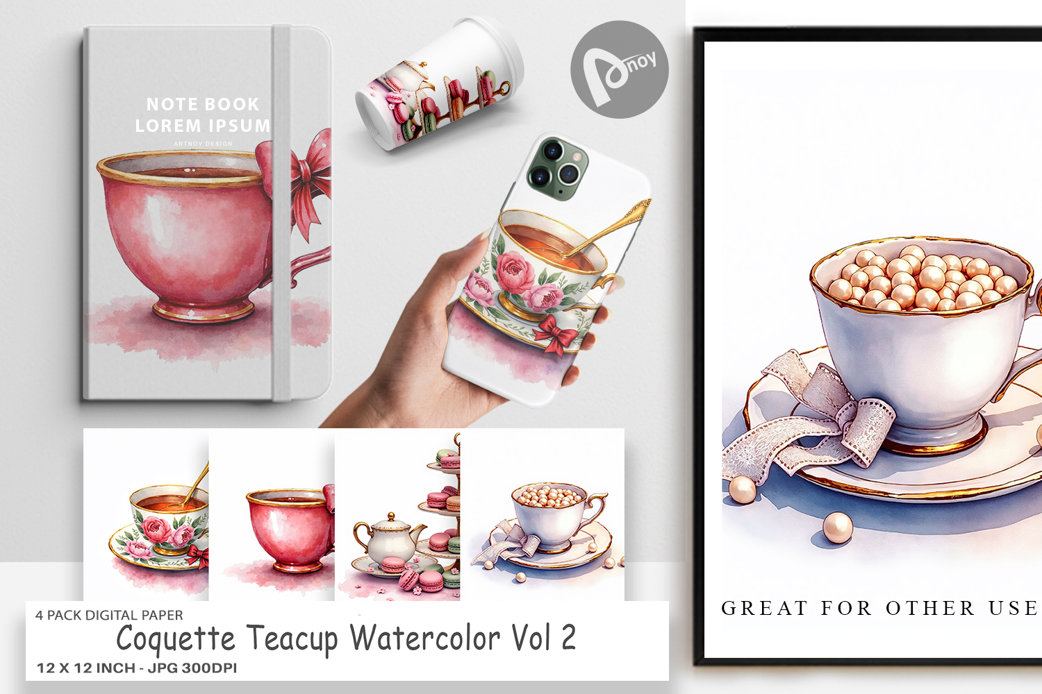 Coquette Teacup Digital Paper product image 1