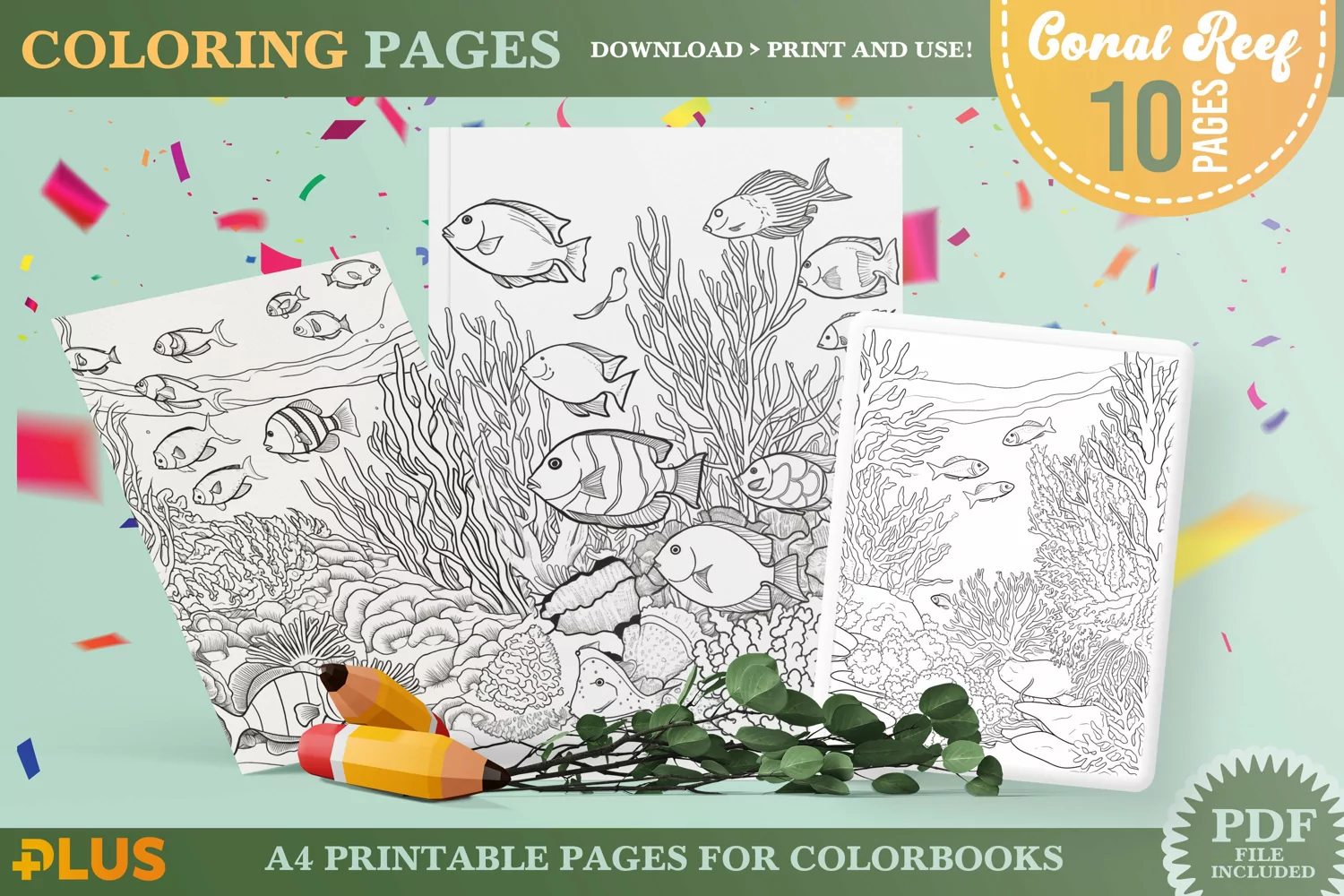 Coral Reef Coloring Pages - Sea Creatures Coloring Book product image 1