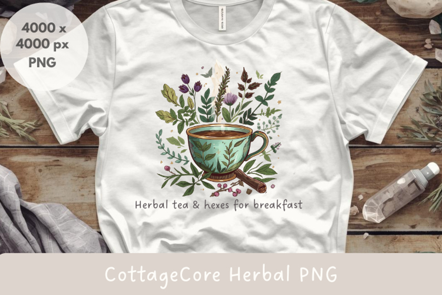 Herbal Tea & Hexes for Breakfast PNG |Cottagecore Witchy product image 1