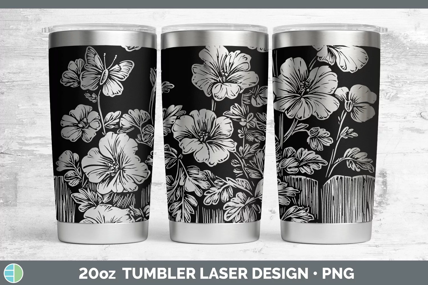 GorgeousCottage Flowers Laser 20oz Tumbler design.