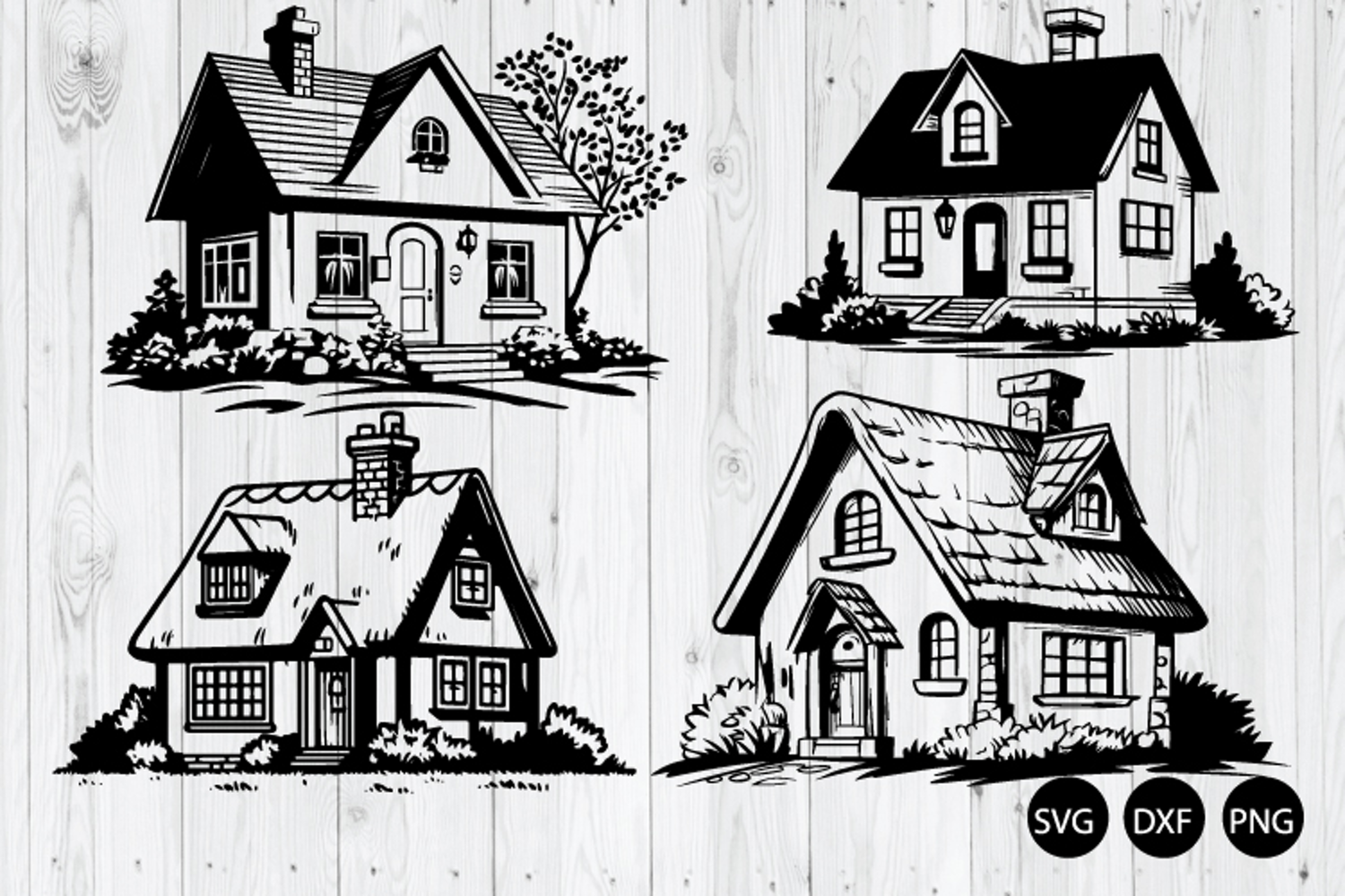Cottage House SVG, Vintage Stone Cabin SVG product image 1