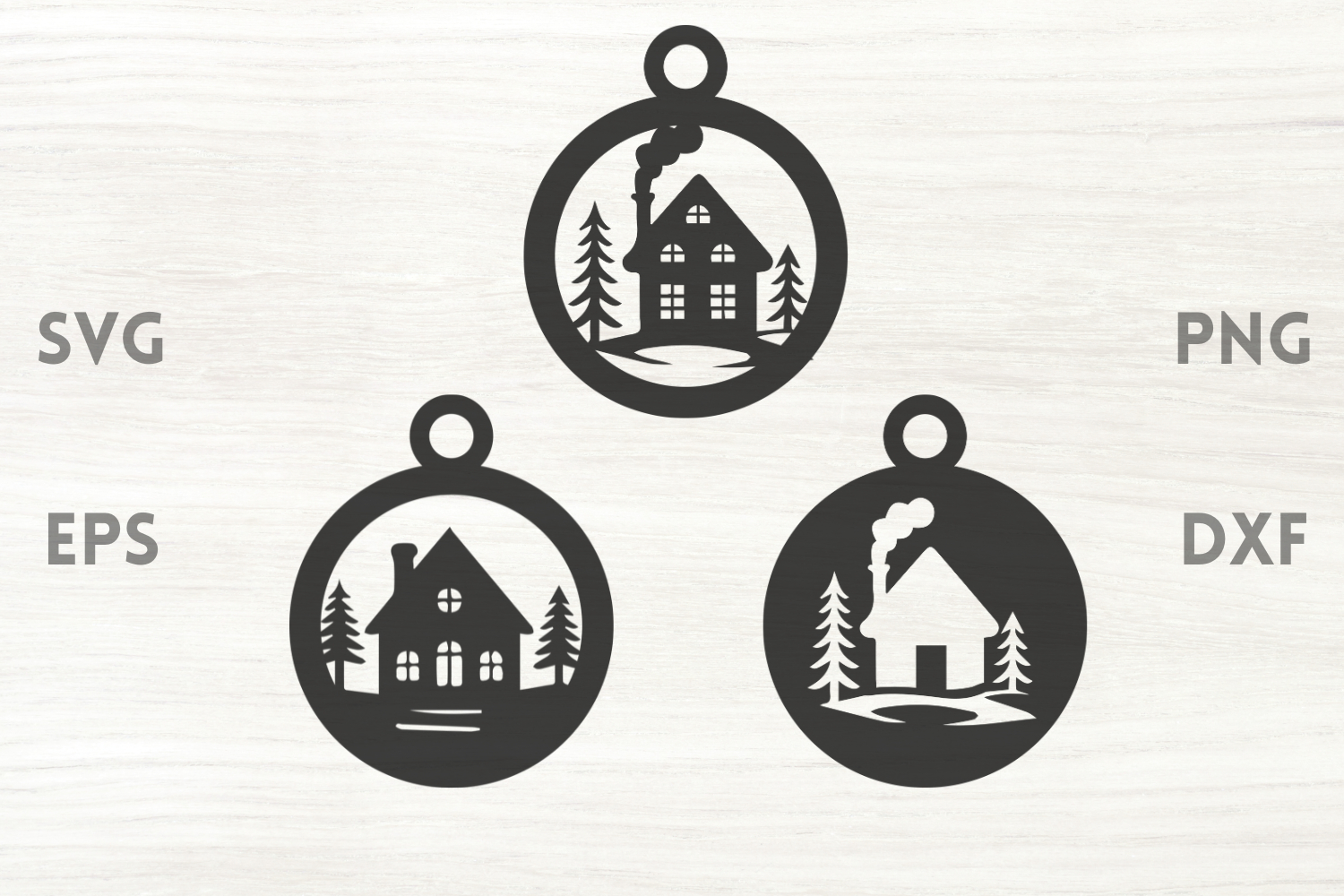 Cozy Cottages Christmas Ornaments SVG product image 1
