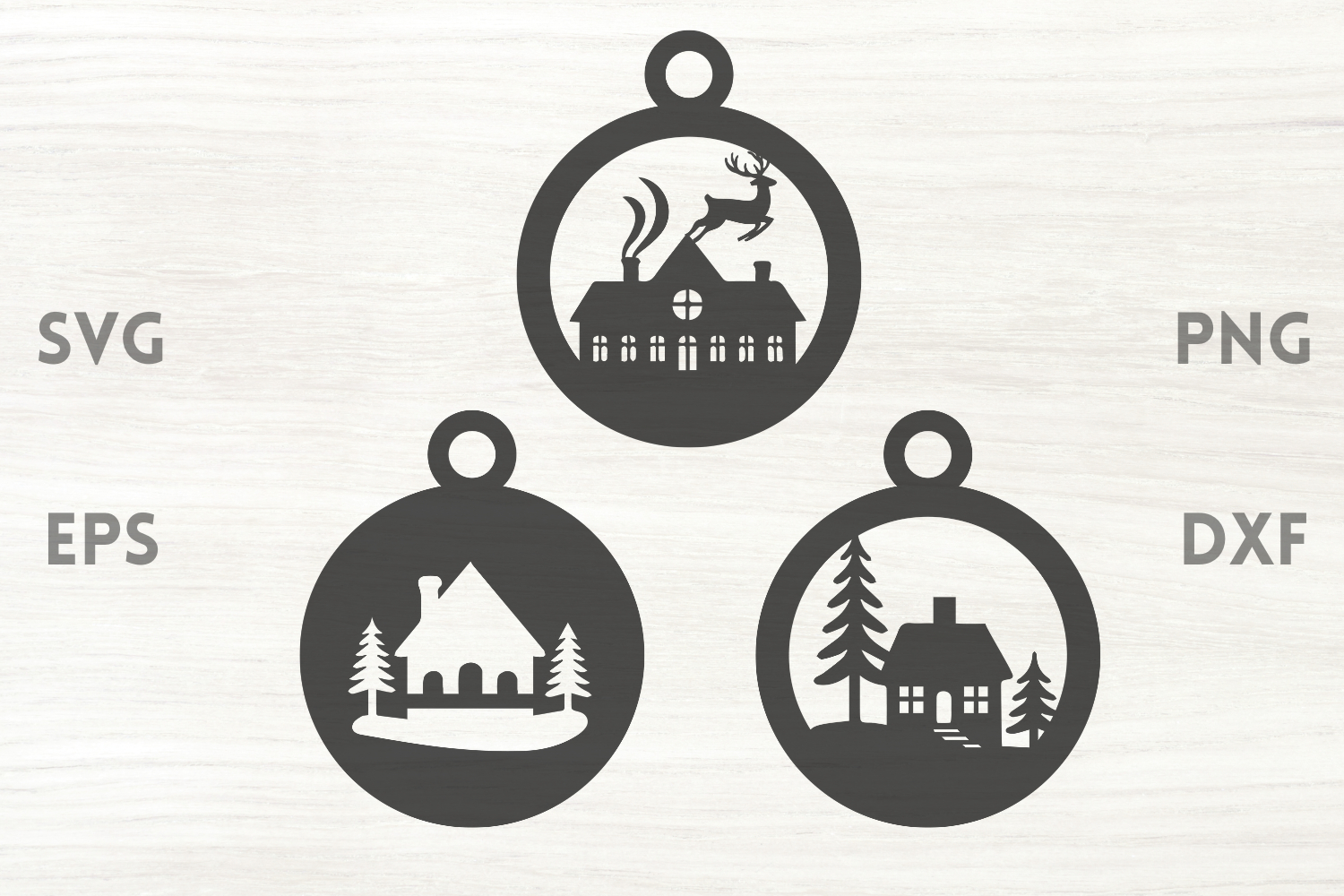 Cozy Cottage Christmas Ornaments SVG product image 1