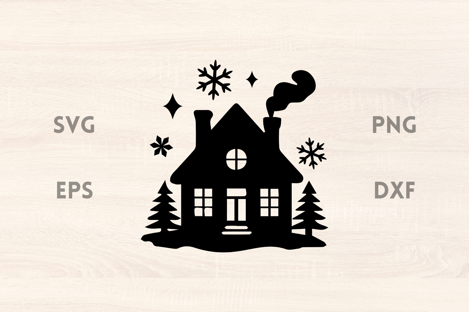 Christmas Scene with Cozy Cottage SVG product image 1