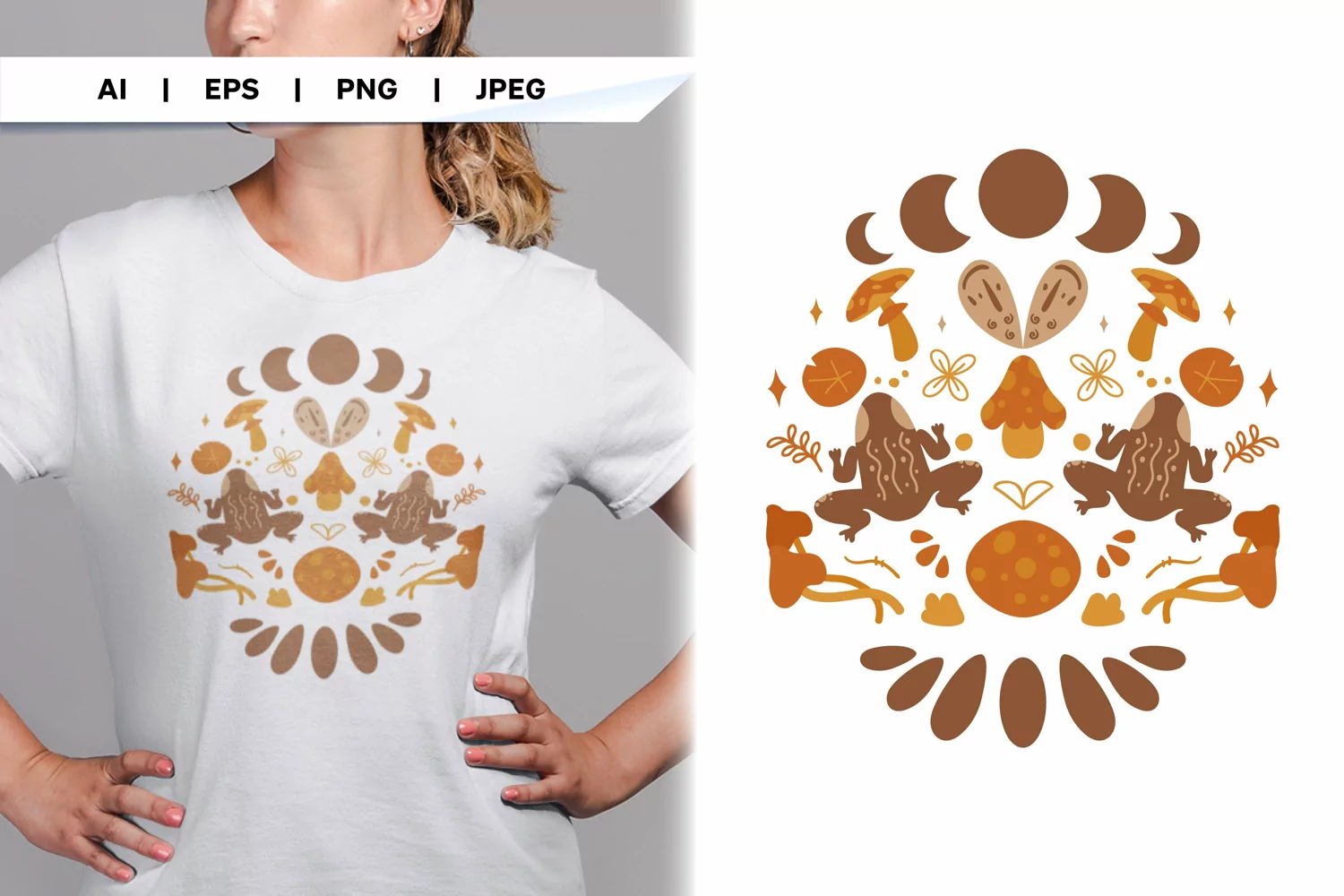 Cottagecore Aesthetic Mushroom, Lunar Phase & Frogs Template product image 1