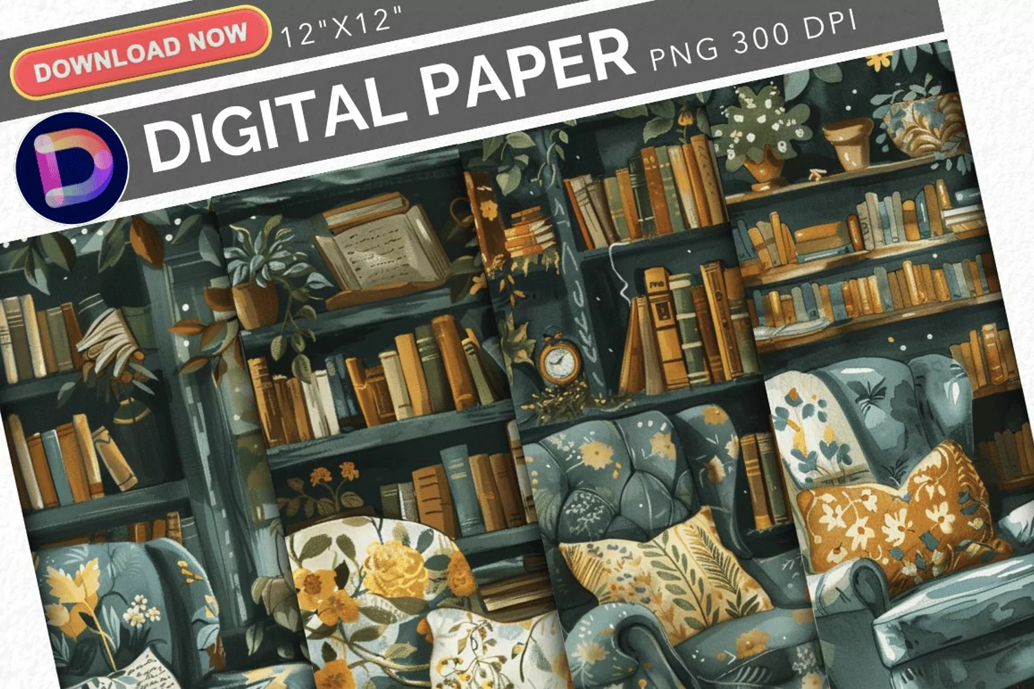 Cottagecore Cozy Reading Digital Paper product image 1