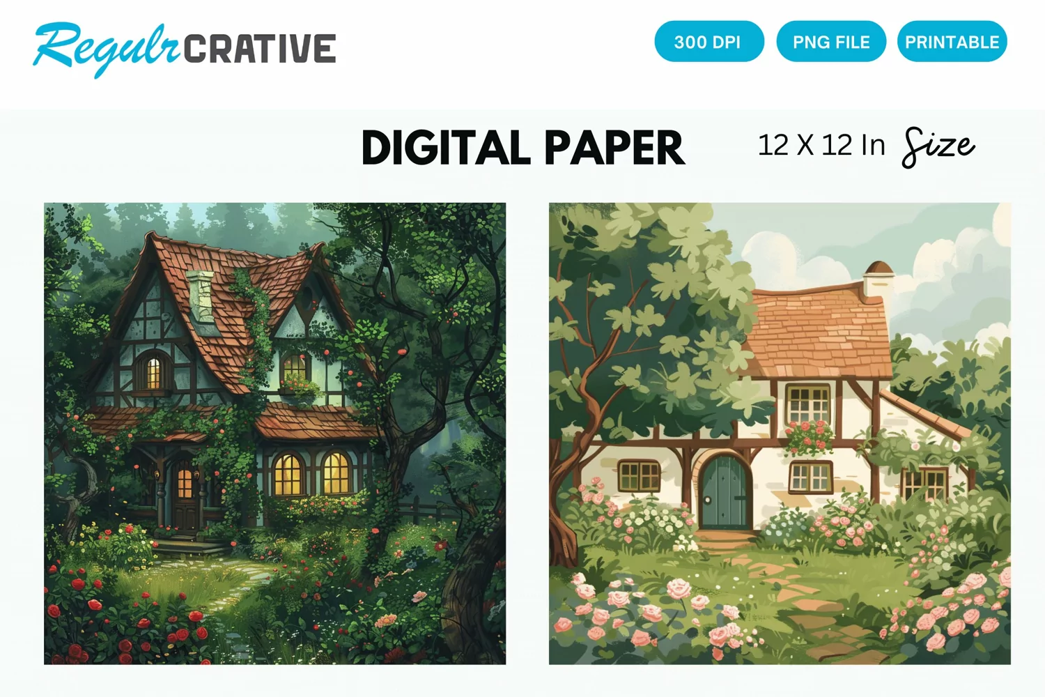 Cottagecore Digital Paper, Cottagecore Background product image 1
