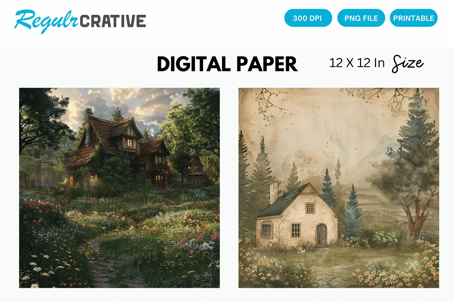 Cottagecore Digital Paper, Cottagecore Background product image 1
