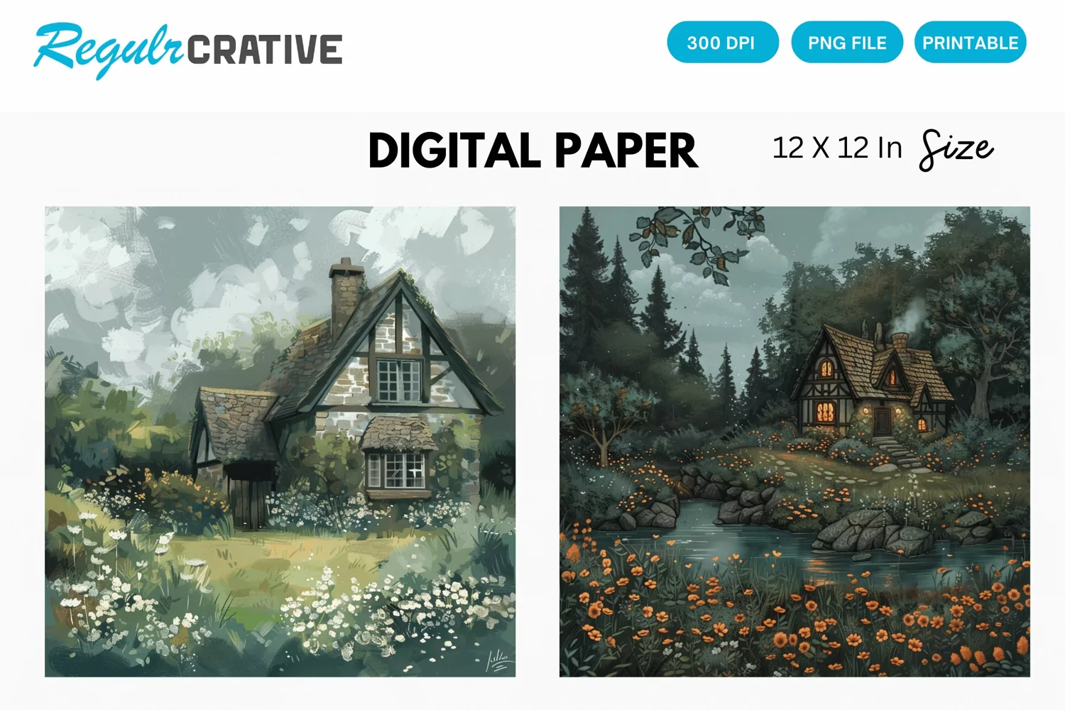 Cottagecore Digital Paper, Cottagecore Background product image 1