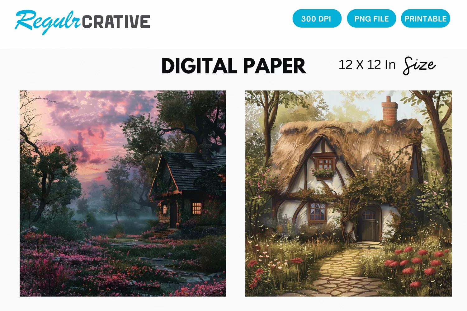 Cottagecore Digital Paper, Cottagecore Background product image 1