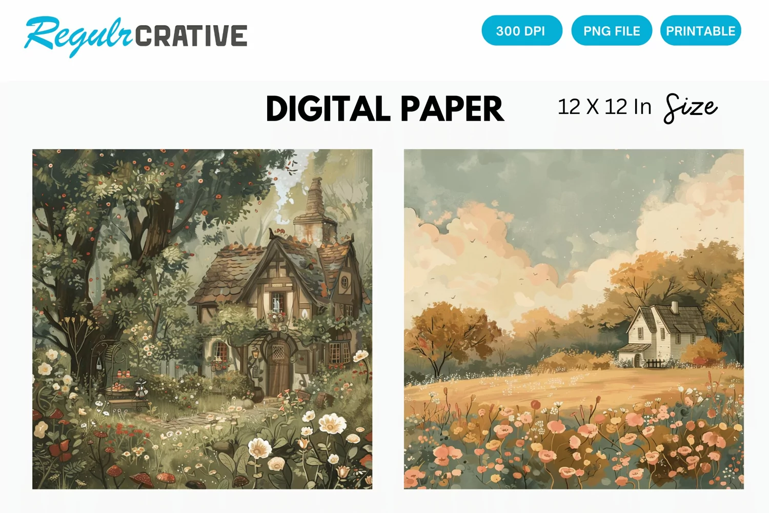 Cottagecore Digital Paper, Cottagecore Background product image 1