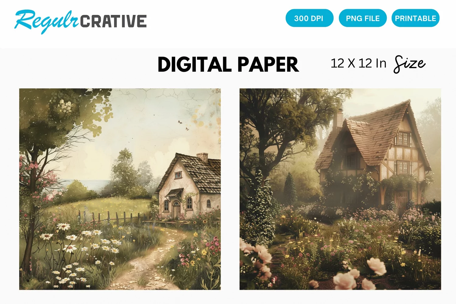 Cottagecore Digital Paper, Cottagecore Background product image 1